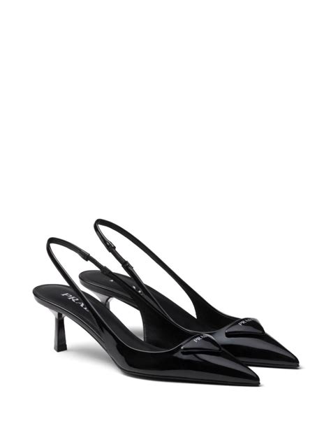 Prada 55mm Patent Leather Slingback Pumps Black Farfetch