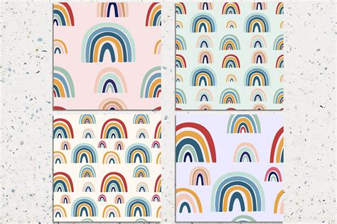 Modern Rainbows Seamless Patterns By North Sea Studio TheHungryJPEG