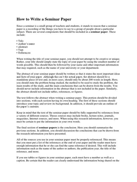 How To Write A Seminar Paper Abstract Summary Communication