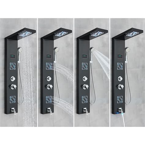 Душ панел, Blackswan, Тип M9007 черен модел с LED, цифров дисплей, кран ...