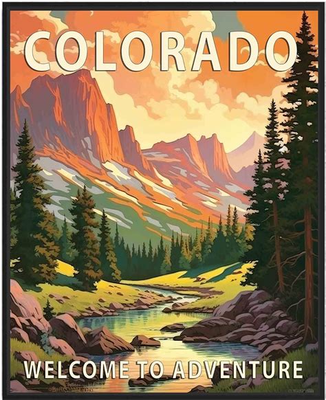 Colorado Poster Art Print Retro States Landscape Wall Art