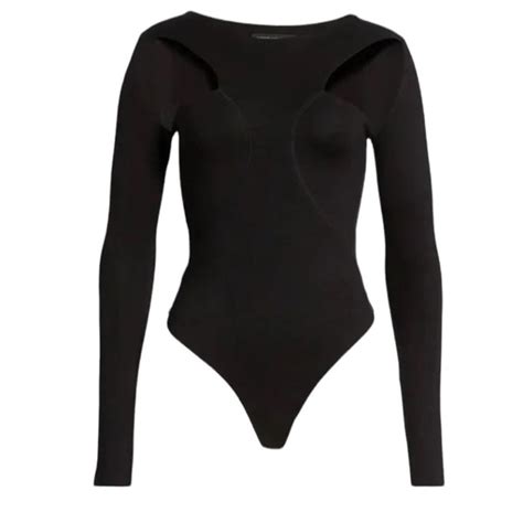 Naked Wardrobe Tops New Naked Wardrobe Cutout Long Sleeve Bodysuit In Black Size Xl Poshmark