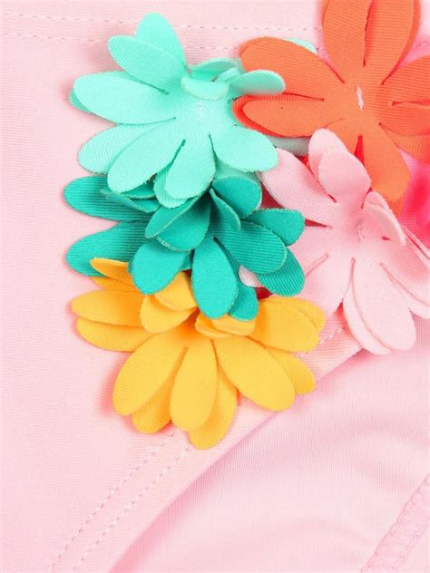 Billieblush Triangel Bikini In Pastellrosa Mit Bunten 3D Blumen Billieblush Cinderella