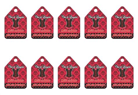 20 Tags Agradecimento Chá de Lingerie ver pt 55 mm x 37 mm