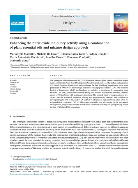 PDF Enhancing The Nitric Oxide Inhibitory Activity Using A