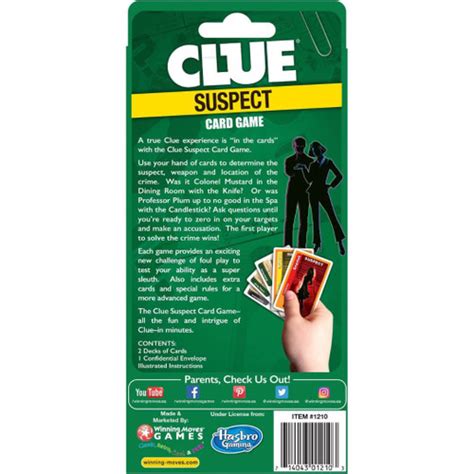 Clue Suspect Card Game Retrofestiveca