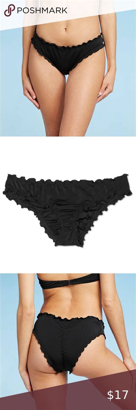 2 20 Black Ruffle Cheeky Bikini Bottom Bikinis Cheeky Bikini