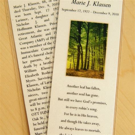 Laminated Memorial Cards Custom Design