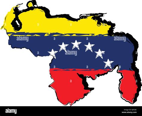 Map of venezuela with flag Stock Vector Image & Art - Alamy