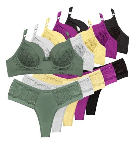 Lingerie Kit Conjunto Calcinha Fio Dental Duplo Suti Bojo Frete Gr Tis