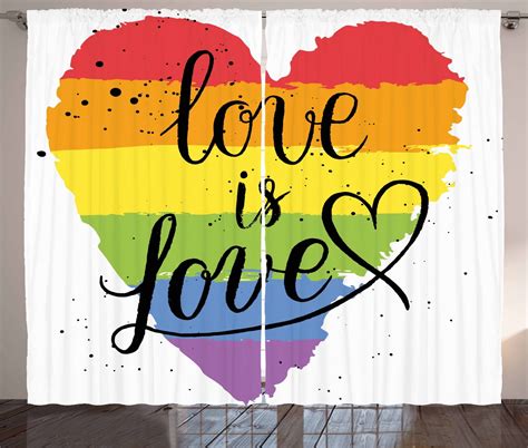 Pride Decorations Curtains Panels Set Lgbt Gay Lesbian Parade Love Is Love Hand Writing Paint