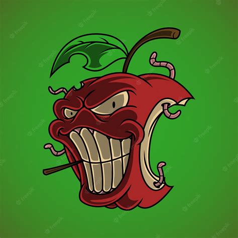 Premium Vector Cartoon Character Of Fierce Faced Rotten Apple Fruit