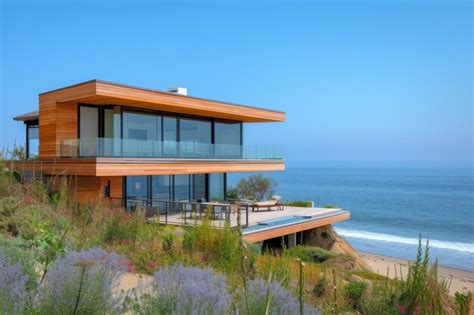 Premium Photo A Modern Seaside House Perched On Stilts Above The