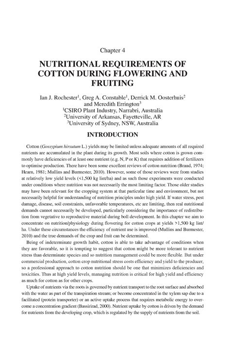 F F Chapter 4 Chapter 4 Nutritional Requirements Of Cotton During