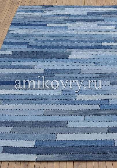 Ковер пэчворк ручной работы из джинсы Jeans Pocket Rug Stripes-Natural ...