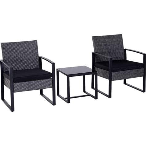 Outsunny Rattan Effect 2 Seater Bistro Set Grey Compare Prices
