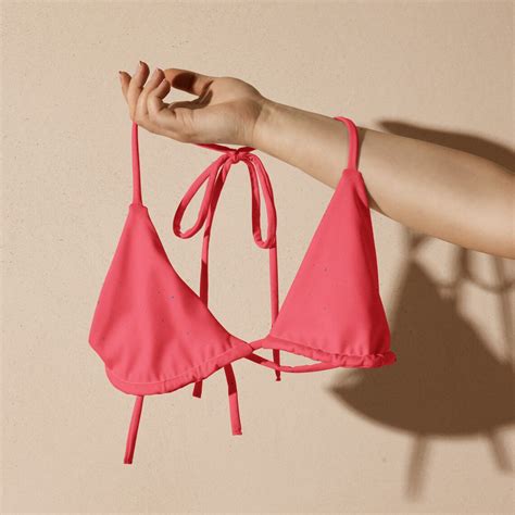 Coral Ocean Kisses String Bikini Top Retro Recycled Bikini Boho Ocean Swimsuit Eco Friendly