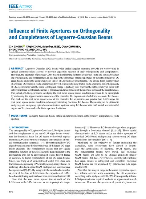 Pdf Influence Of Finite Apertures On Orthogonality And Completeness