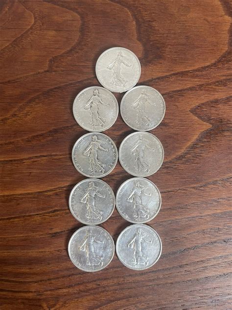 Lot De 9 Pièces 5 Francs Semeuse Année 60 Argent eBay