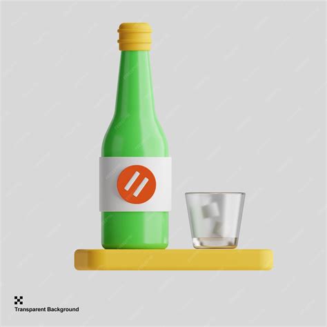 Premium Psd 3d Soju Drink Traditional Korean Food