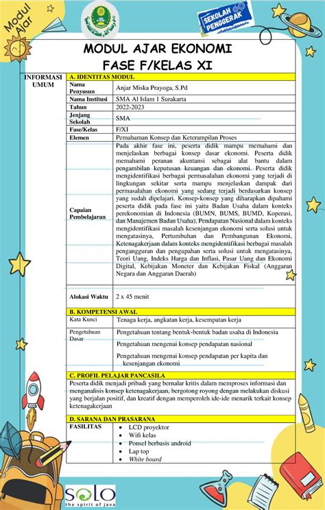 Modul Ajar Modul Ajar Ekonomi Fase F Kelas Xi