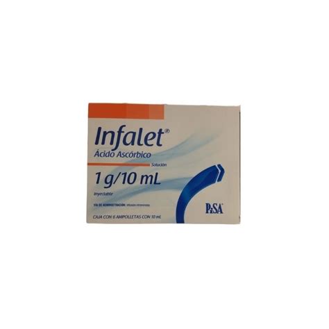 Infalet Acido Ascorbico 1g10ml 6 Ampolletas Mexipharmacy