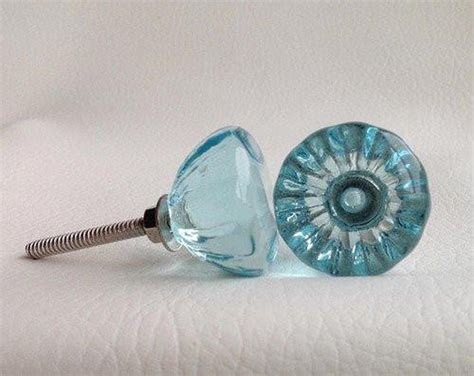antique vintage style aqua glass crystal cabinet knobs pulls