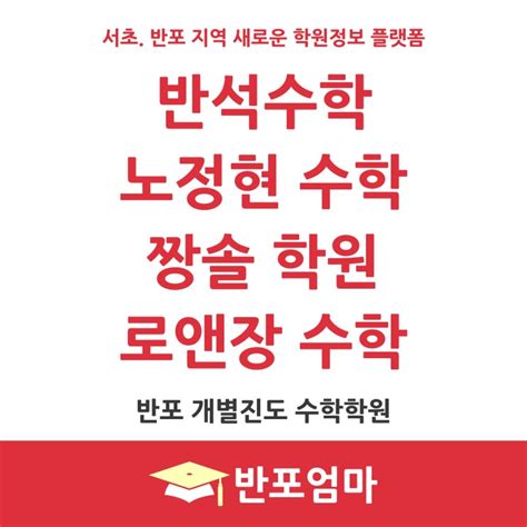 반포 개별진도 수학학원 반석수학 노정현수학 짱솔학원 로앤장수학 비교 네이버 블로그