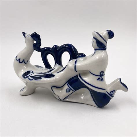 Статуэтка "Иванушка и Жар-птица", Гжель, фарфор, роспись, СССР, 1980 ...