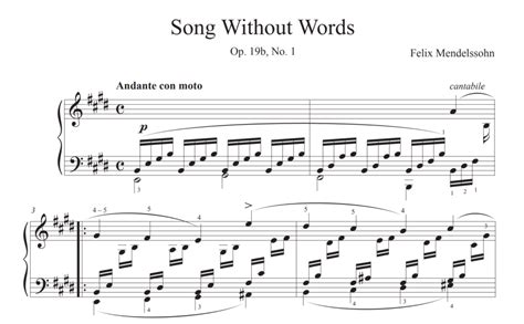 Mendelssohn Song Without Words Op 19b No 1 Practising The Piano