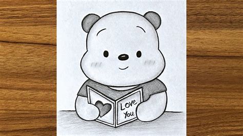 Cómo dibujar un lindo oso de peluche leyendo un libro Cómo dibujar