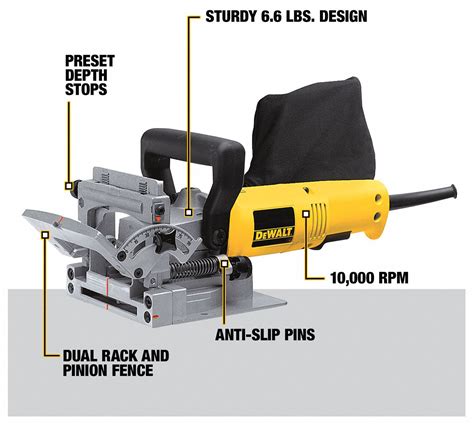 DEWALT Corded Biscuit Joiner Kit: 120V AC, 6.5 A, 13/16 in Max. Cutting ...