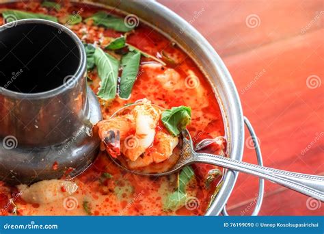 Spicy Tom Yum Goong Thai Style In The Hot Pot Spicy Soup A Classic Spicy Lemongrass And Shrimp