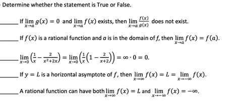 Solved Determine Whether The Statement Is True Or False If Lim G X