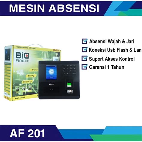 Jual ABSENSI SIDIK JARI WAJAH BIO FINGER AF 201 SUPPORT ACCESS