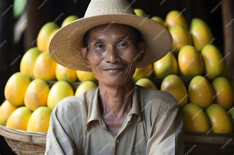 Premium Ai Image Portrait Of A Senior Vietnamese Man Wearing A Straw