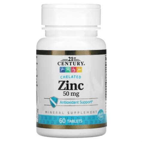 21st Century Chelated Zinc 50 Mg 60 Tablets 60 Count King Soopers