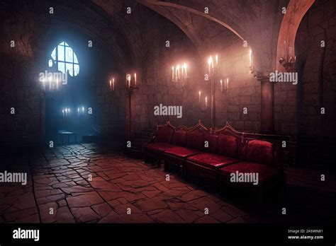 Ancient Vampire Castle For Games Background A Gothic Interior Hall Of