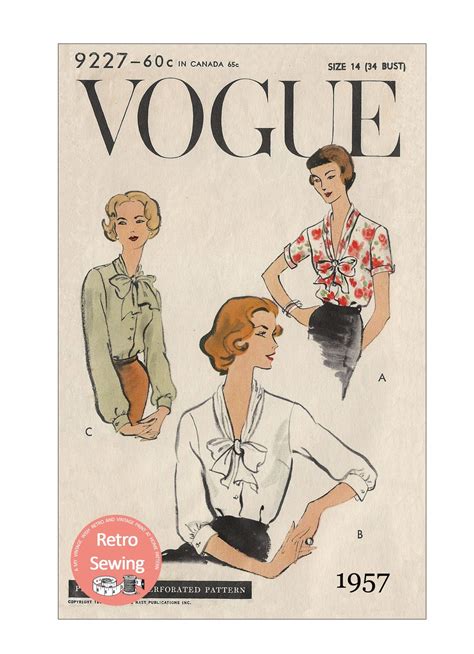 S Pussy Bow Blouse Bust Pdf Print At Home Sewing Pattern Etsy Australia