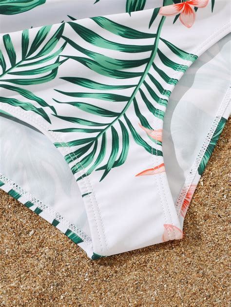 Tween Girl Tropical Print Bikini Set With Kimono Summer Beach SHEIN EUR