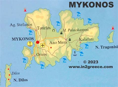 Mykonos | Map of Mykonos island