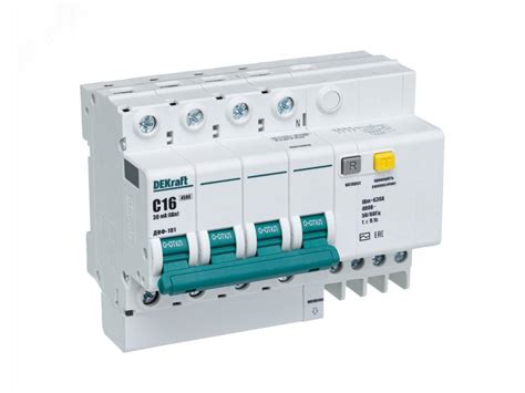 Выключатель автоматический дифференциальный (АВДТ) 4п 16А 30мА тип AC С ...