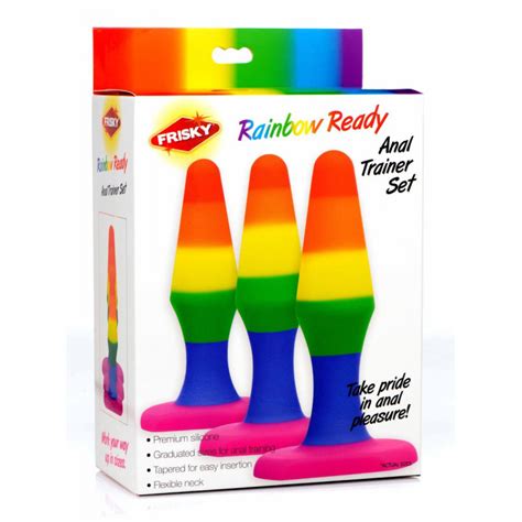 Køb Rainbow Silicone Piece Anal Buttplug Sæt Disket lev