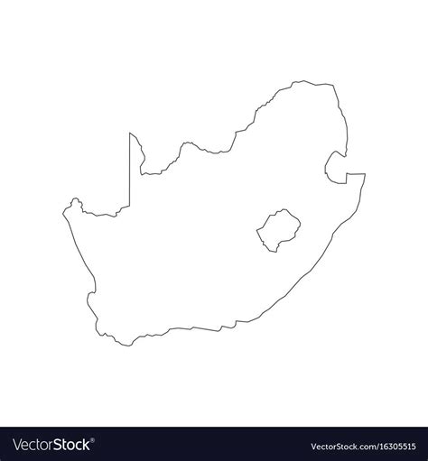 South Africa Map Outline On The White Background Vector Illustration