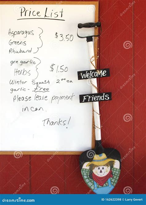 Price List At A Local Produce Stand Stock Photo Image Of Closeup
