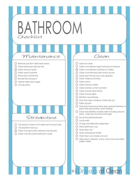 Free Bathroom Cleaning Checklist Printable - 24/7 Moms