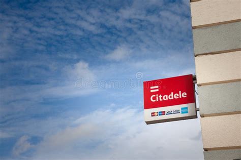 Riga Latvia August Citadele Bank Logo On Their Local