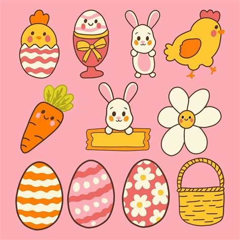 Hand-drawn Cute Easter illustration set 36250615 Vector Art at Vecteezy