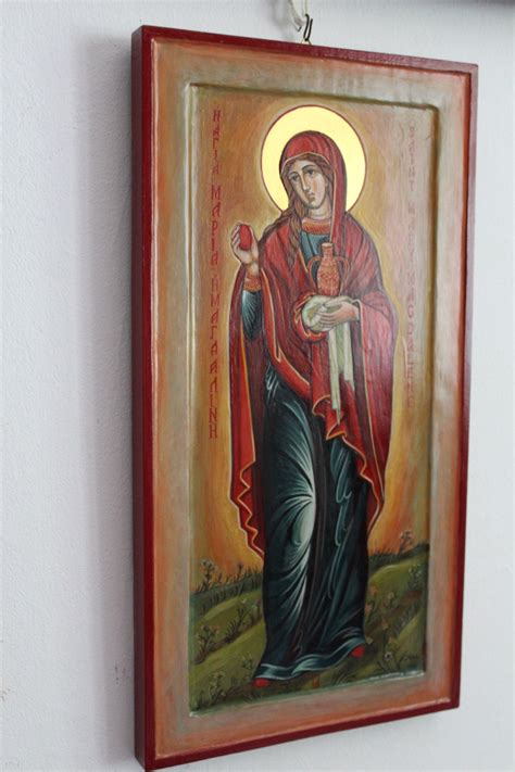 Saint Mary Magdalene Orthodox Icon Handmade Painted Made Etsy Uk