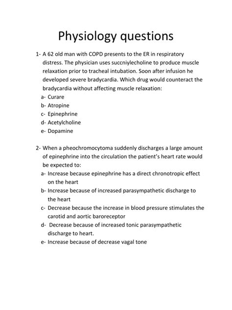 Physiology Questions